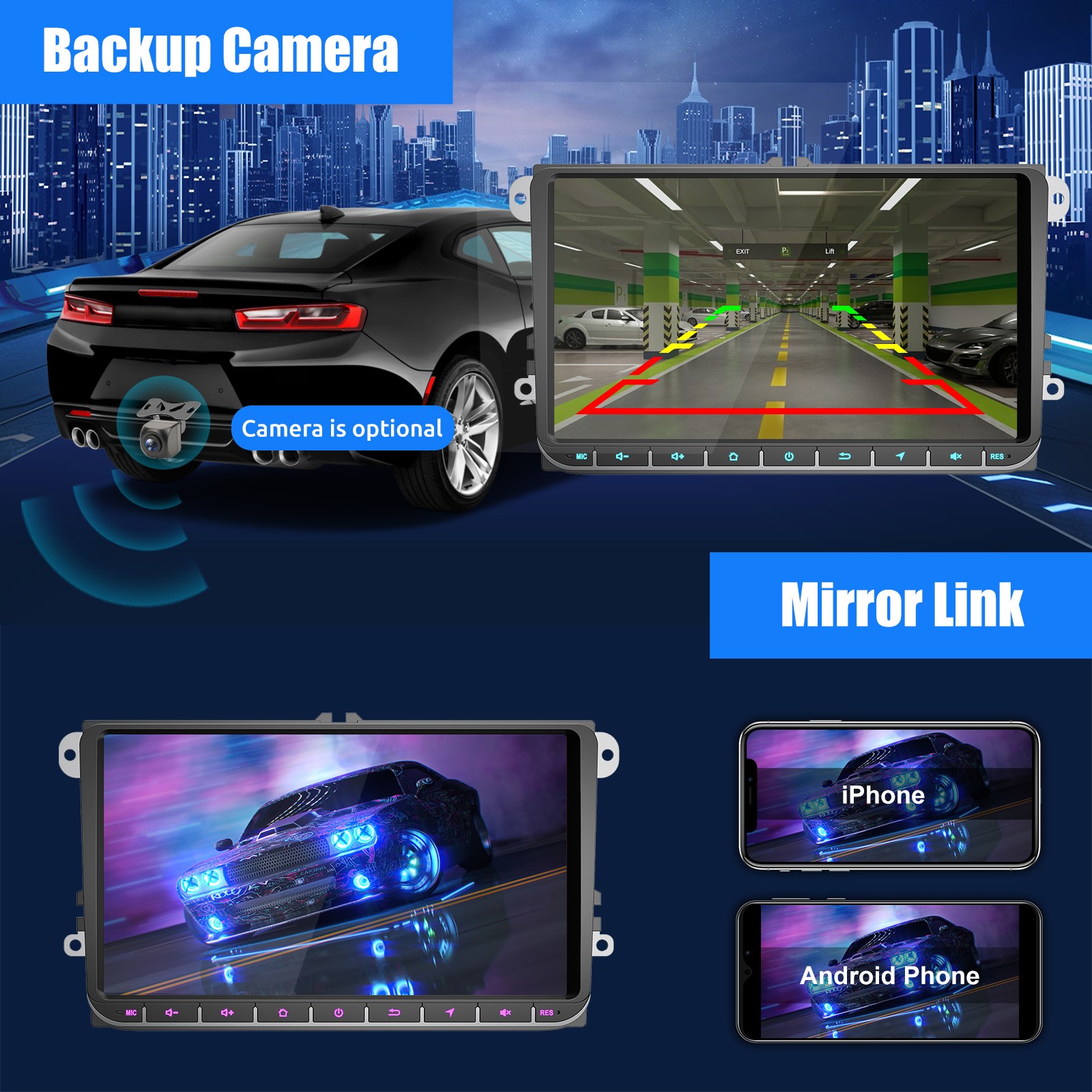 32G For VW GOLF MK5 MK6 9″ Carplay BT Car Stereo Radio GPS Android 14 MP5 Player