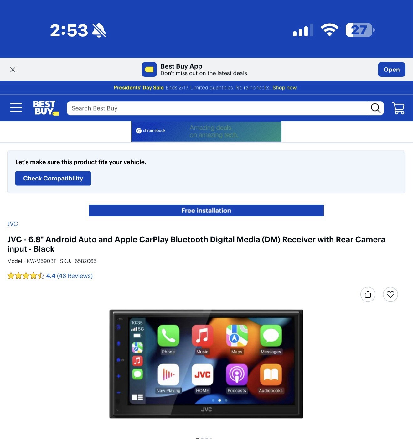 JVC KW-M560BT 6.8 inch Monitor with Receiver