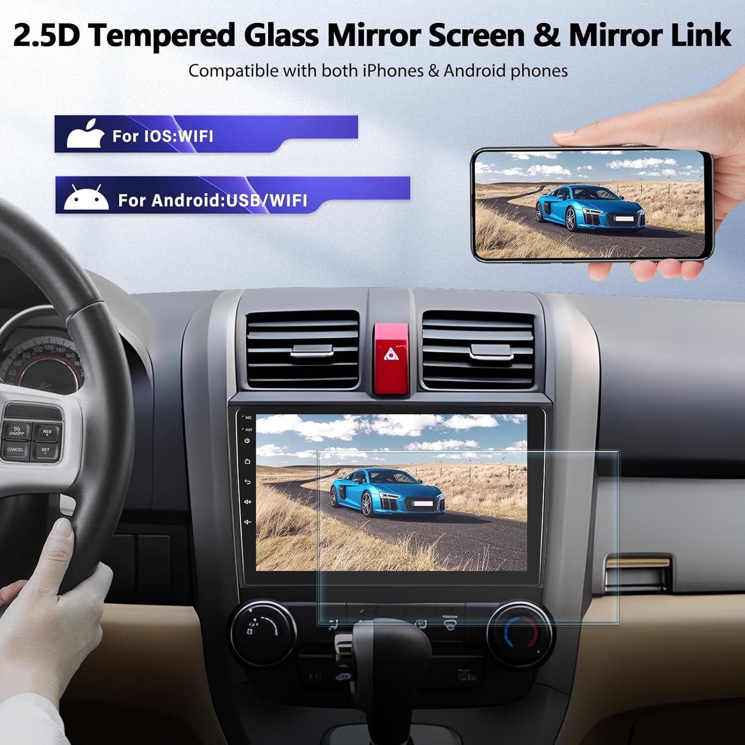 For Honda CRV 2007-2011 Android 15 Apple Carplay Car Stereo 32GB Radio + Camera