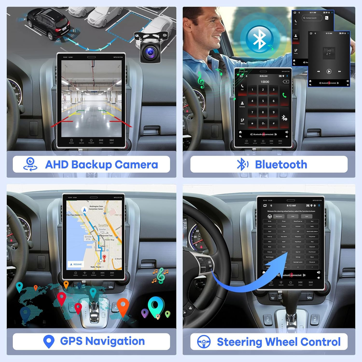 [2G+64G] 9.7 Inch Android Vertical Double Din Car Stereo 2 Din Touch Screen Carp