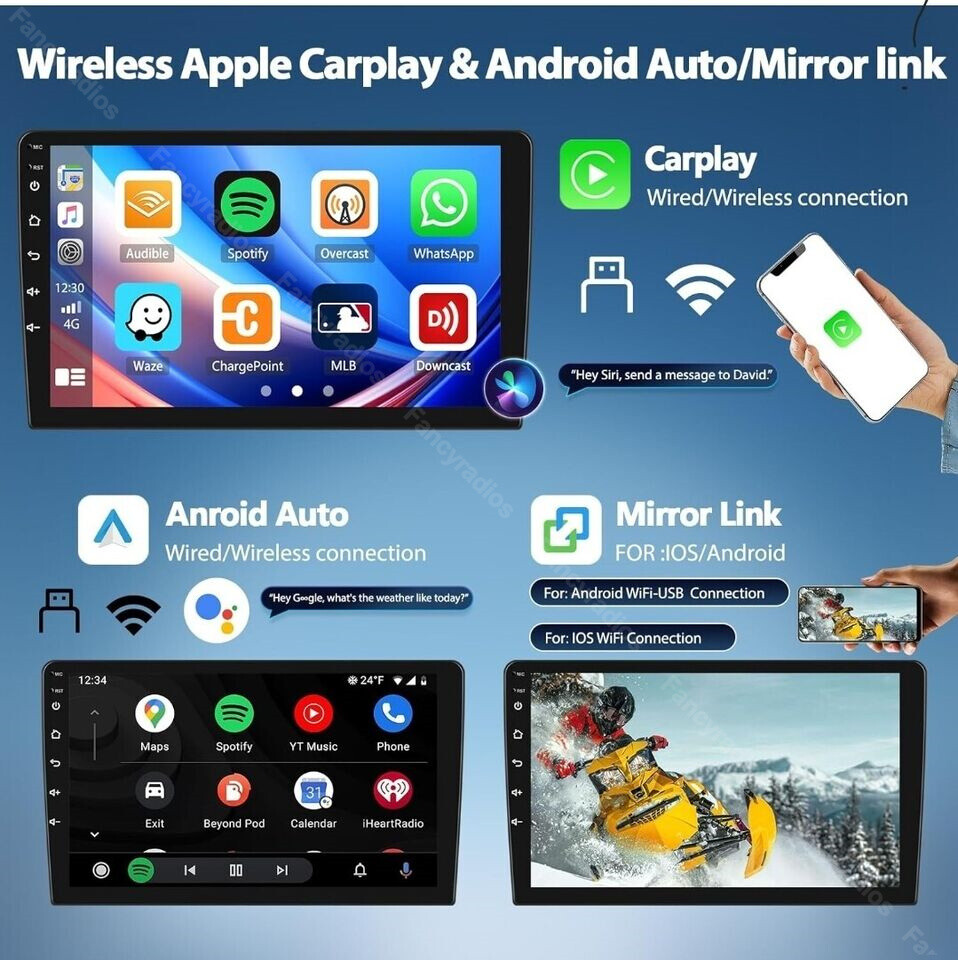 4G+64G 9″ Android 13 Apple CarPlay Double 2 DIN Car Stereo GPS Radio RDS BT WIFI