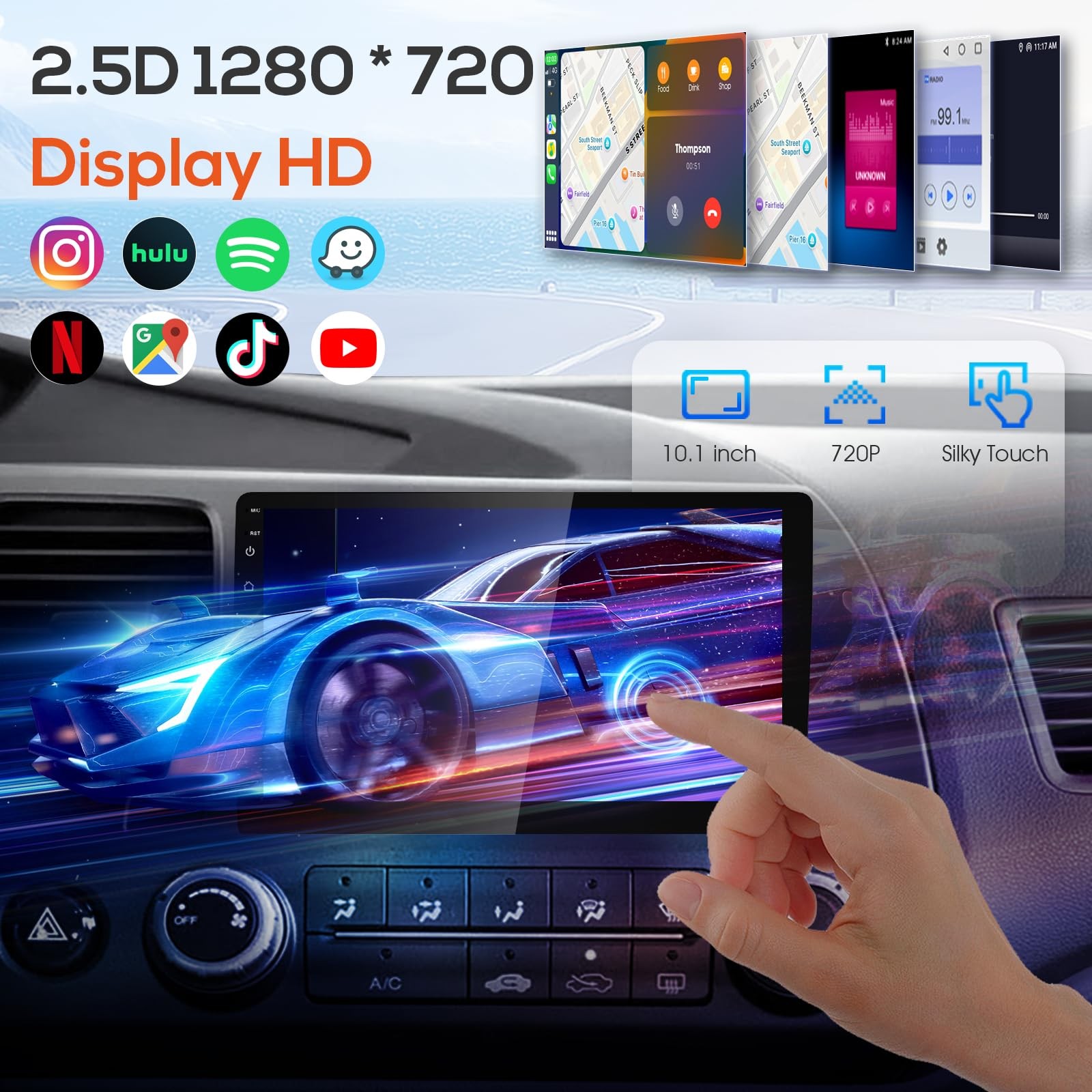 Haudio 10.1″ Double Din Car Stereo, Touchscreen Radio 10.1 inch, Black