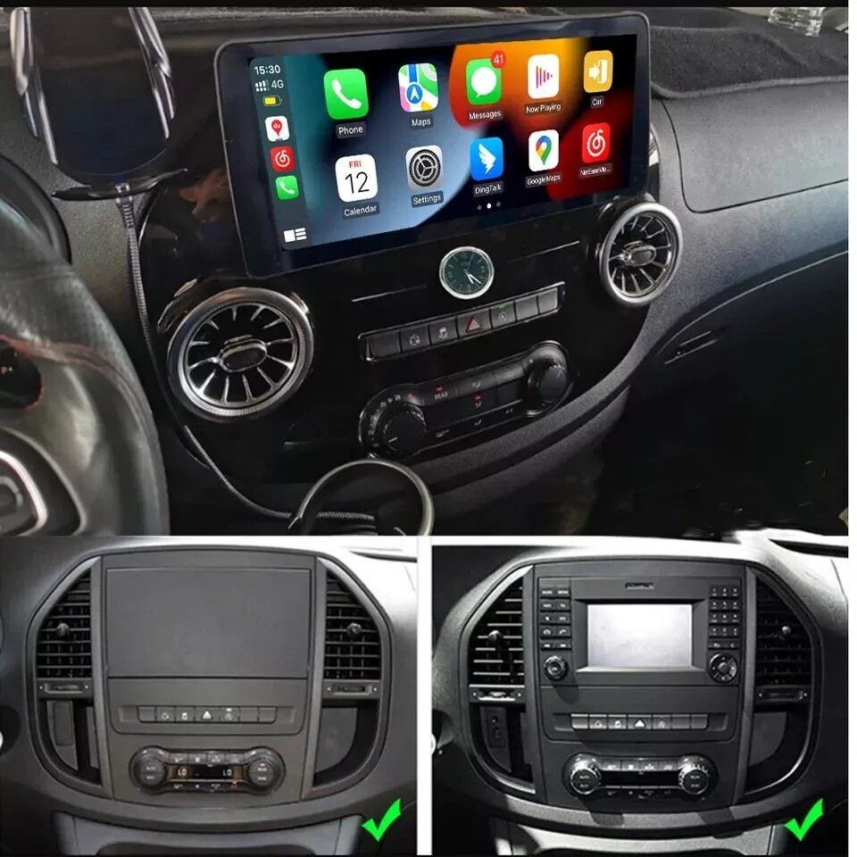 12.3″ Wireless CarPlay Android Auto Head Unit 32GB For Benz Vito Metris 2014-22