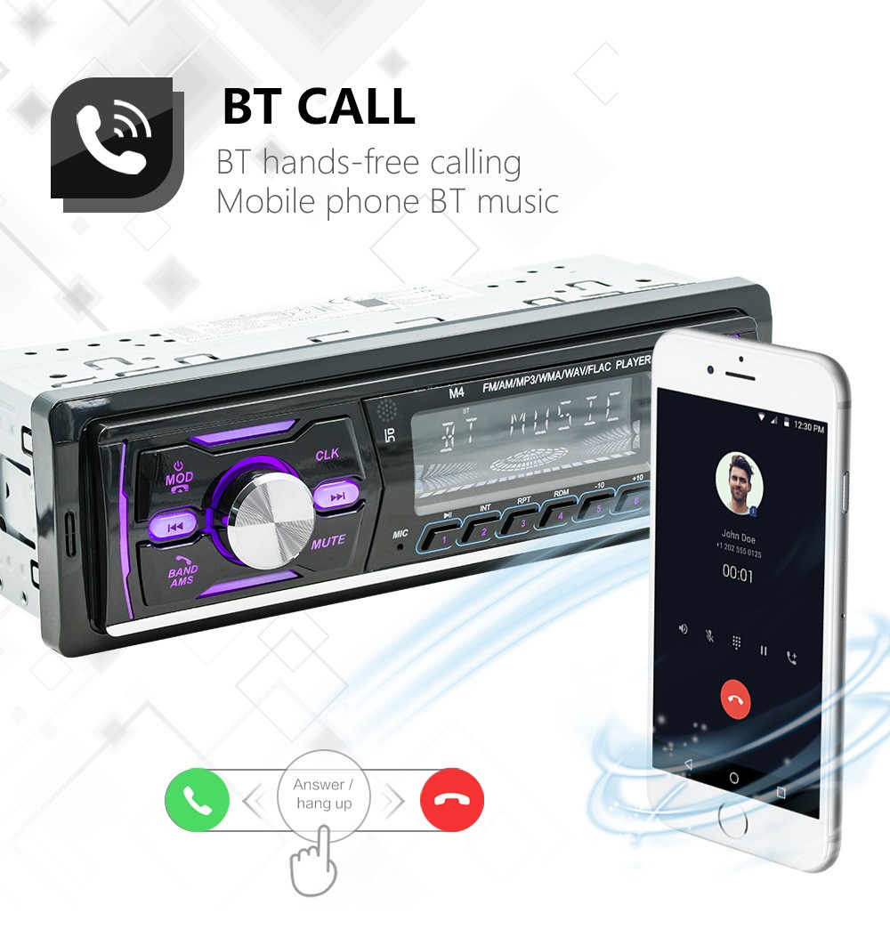 M4 Bluetooth Autoradio 1 Din Car Radio Stereo MP3 Player USB AUX FM AM RDS