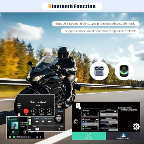 CarPlay Screen for Motorcycle,Portable Carplay/Android Auto for Motorcycle,5