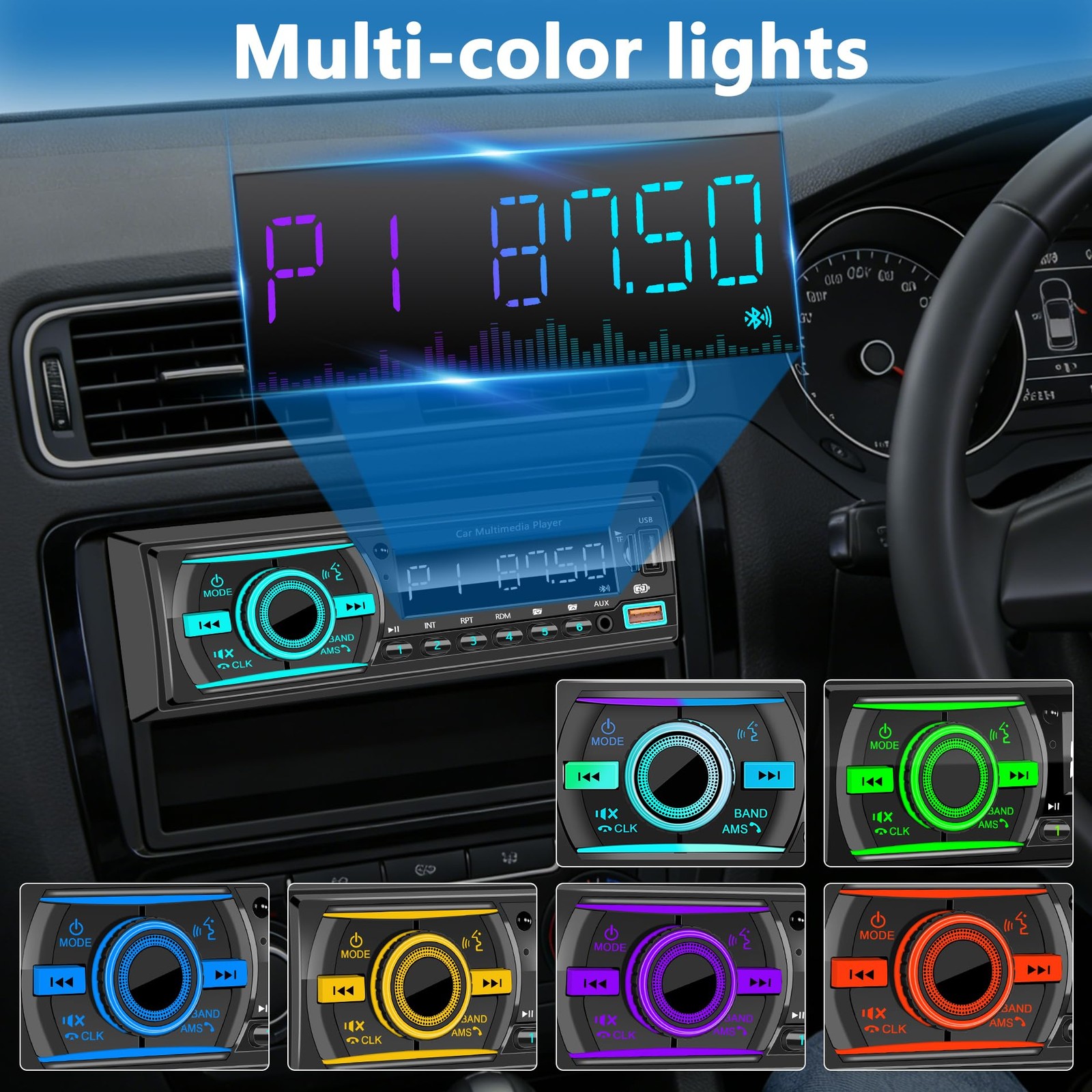Single Din Radio Car Stereo Bluetooth,Radio Head Unit with FM/Dual USB/AUX/TF…