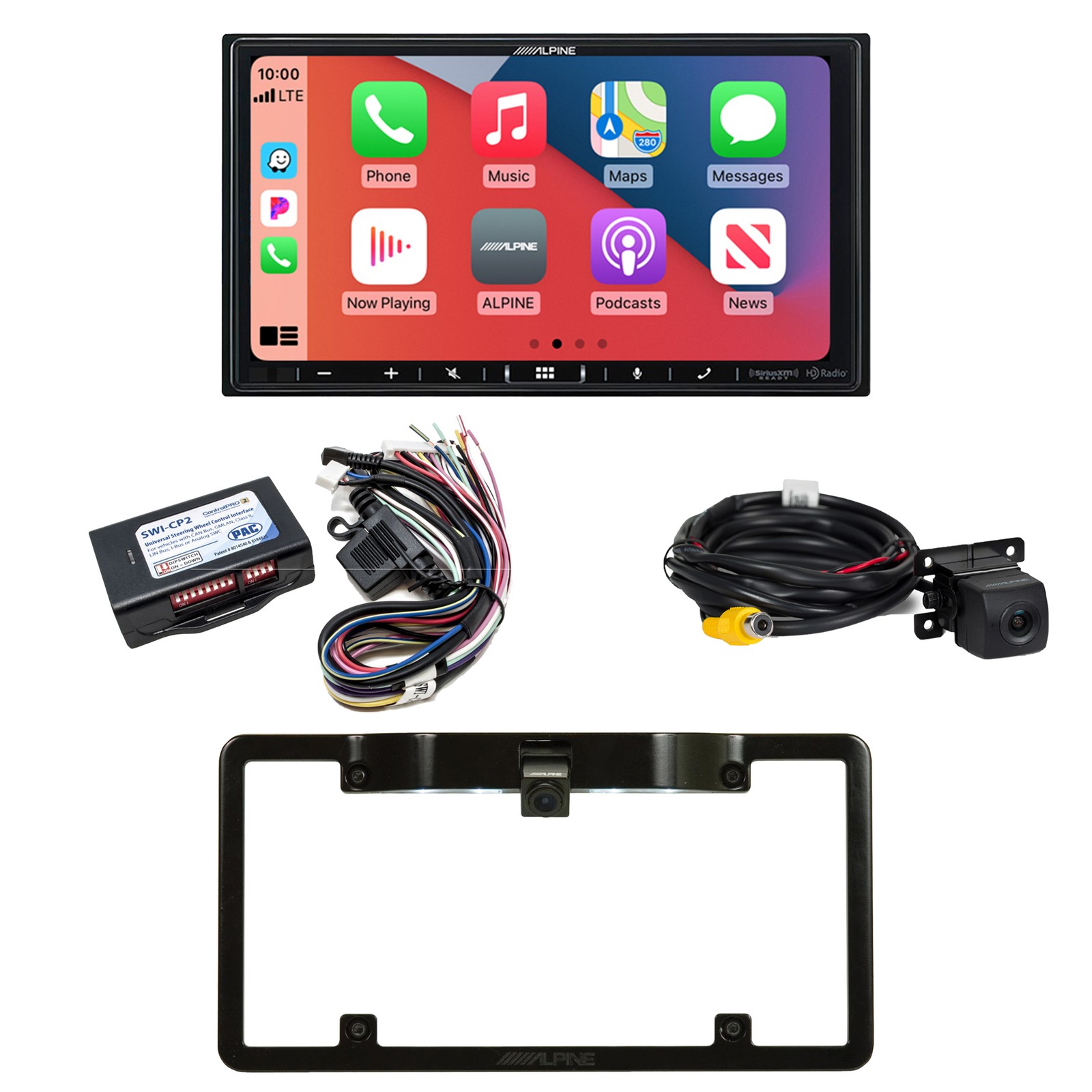 Alpine ILX-407 7″ Receiver w/ SWI-CP2 Steering Wheel Interface & Backup Cam