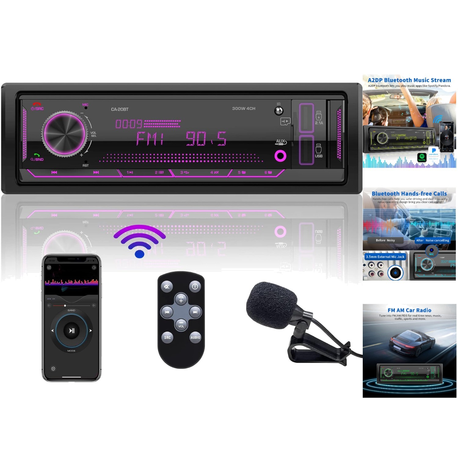 Versatile Single Din Marine Audio System with App Control & Quick Charge