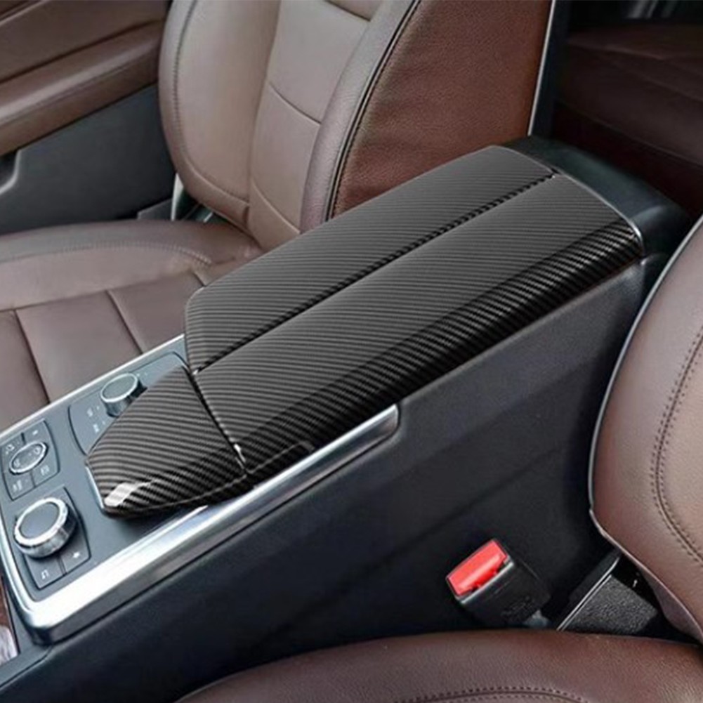 For Benz ML350 X166 W166 Carbon Fiber Texture Console Armrest Panel Cover Trim