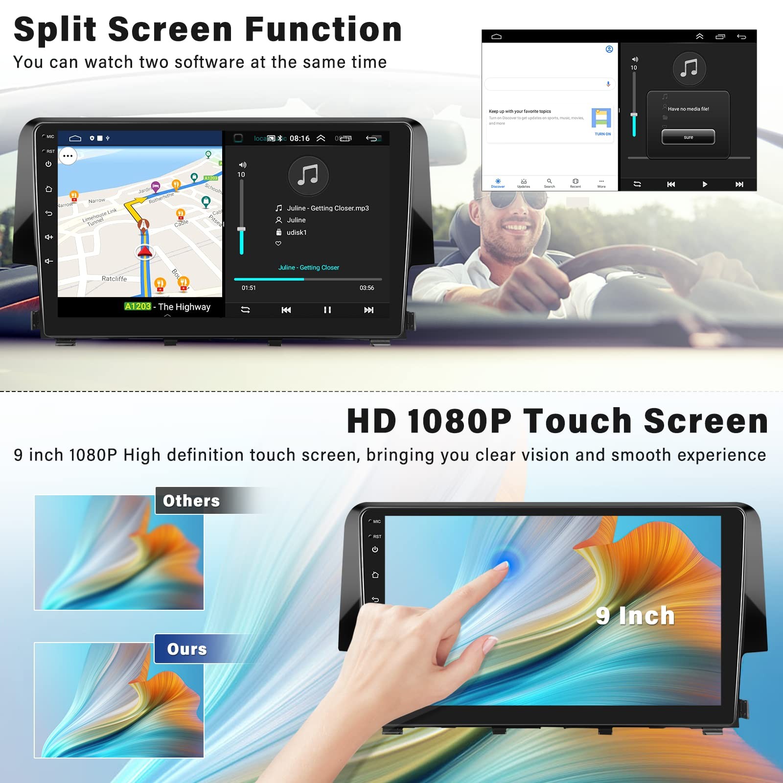 Sixwin Android 13 Car Stereo Radio For Honda Civic 2016 2017 2018 2019 2020