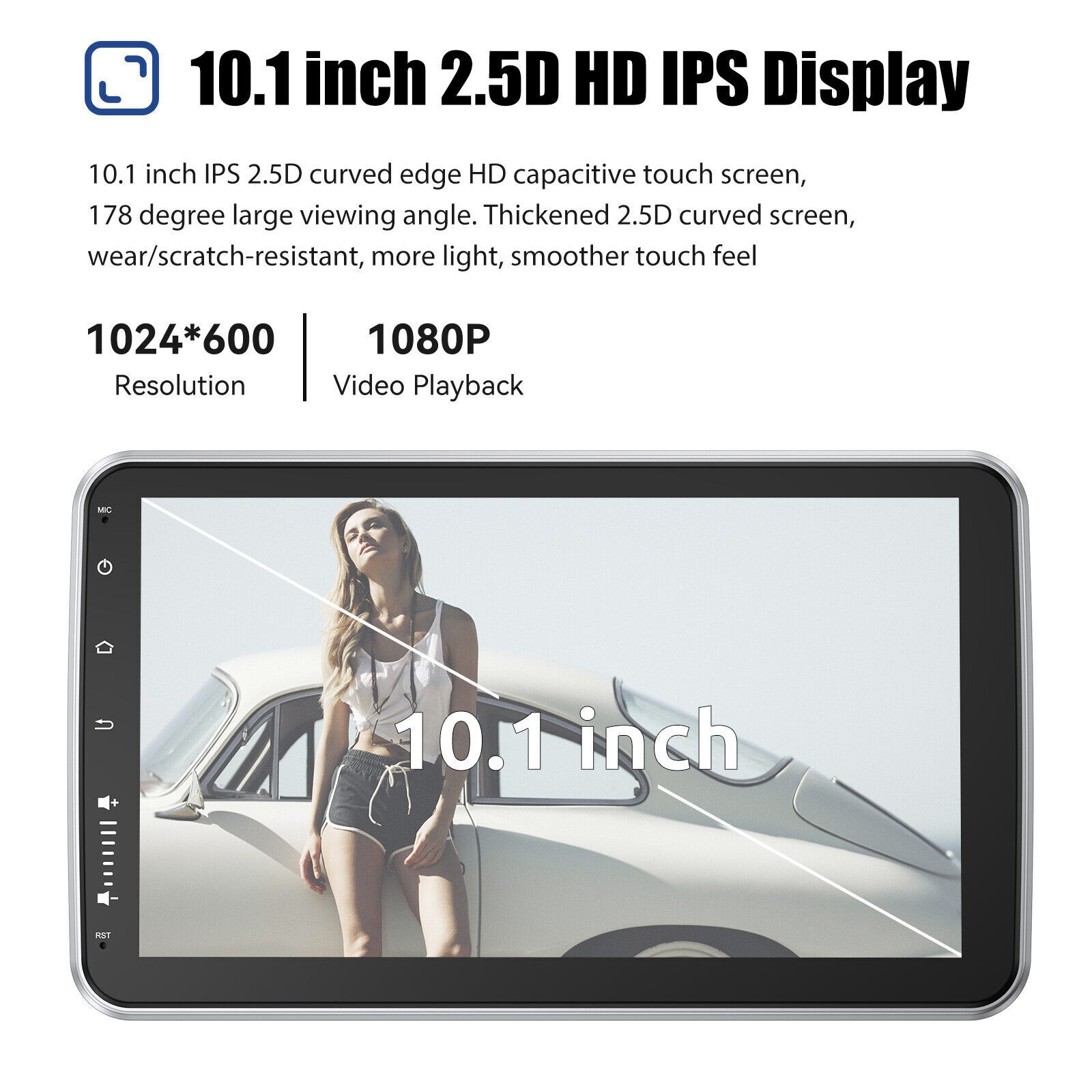 Android 11 Car Radio 1 Din 10.1” Rotatable Touch Screen GPS Stereo RDS SAT NAV