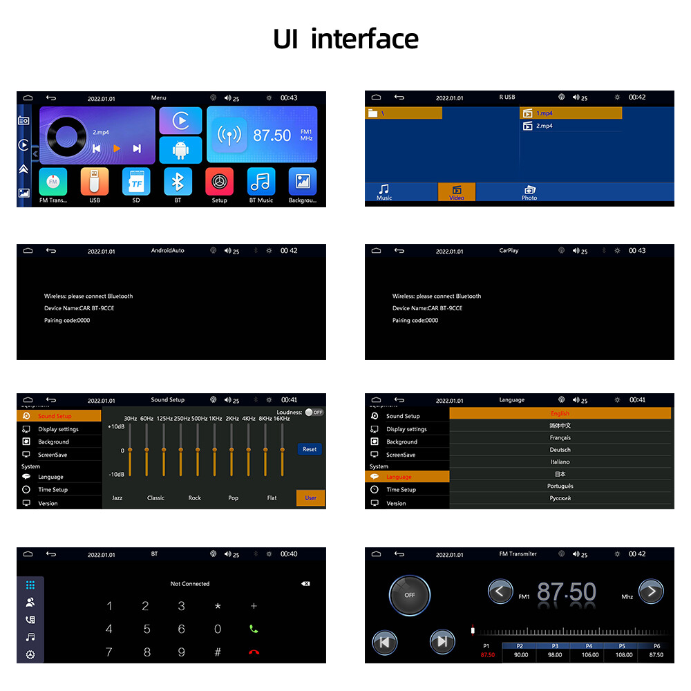 10.26 inch Portable Car Stereo BT Wireless Carplay GPS Mirror Link Android auto