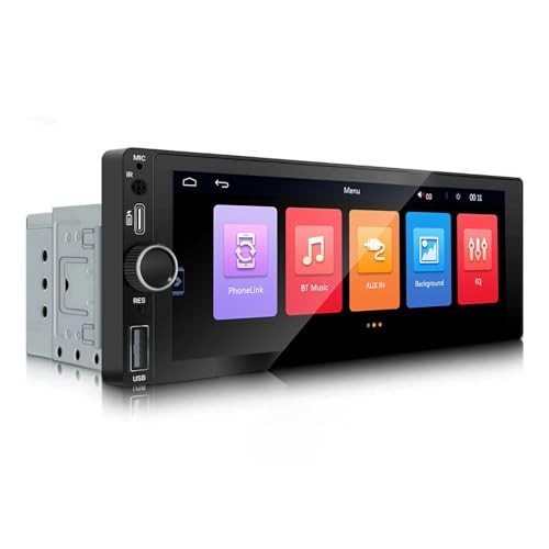 Single Din Car Stereo with Wireless Carplay Android Auto, 6.86 Inch IPS Touch