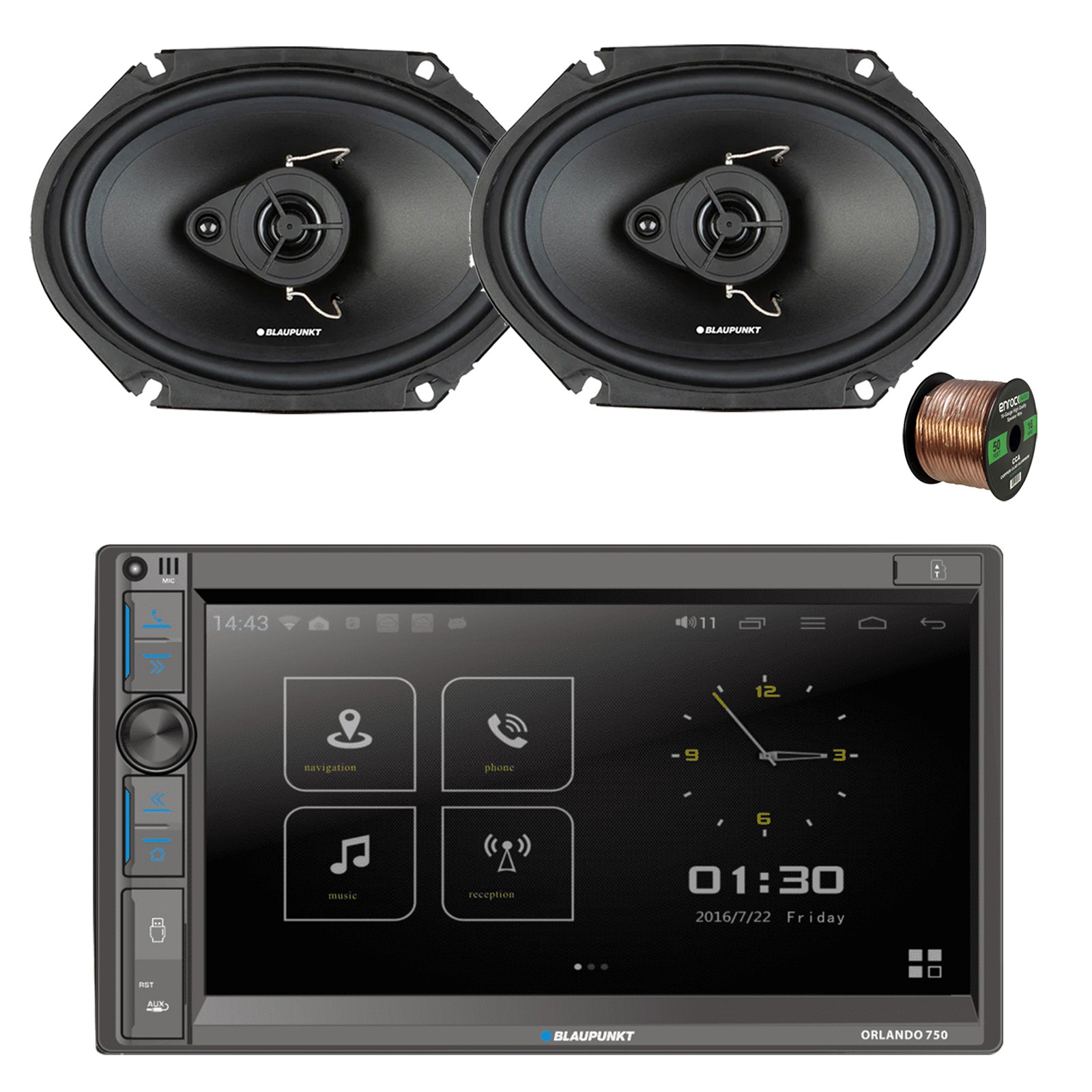 Blaupunkt ORLANDO650 6″ Touchscreen DVD/CD Receiver, 2x 6×8″ 60W Speakers, Wire