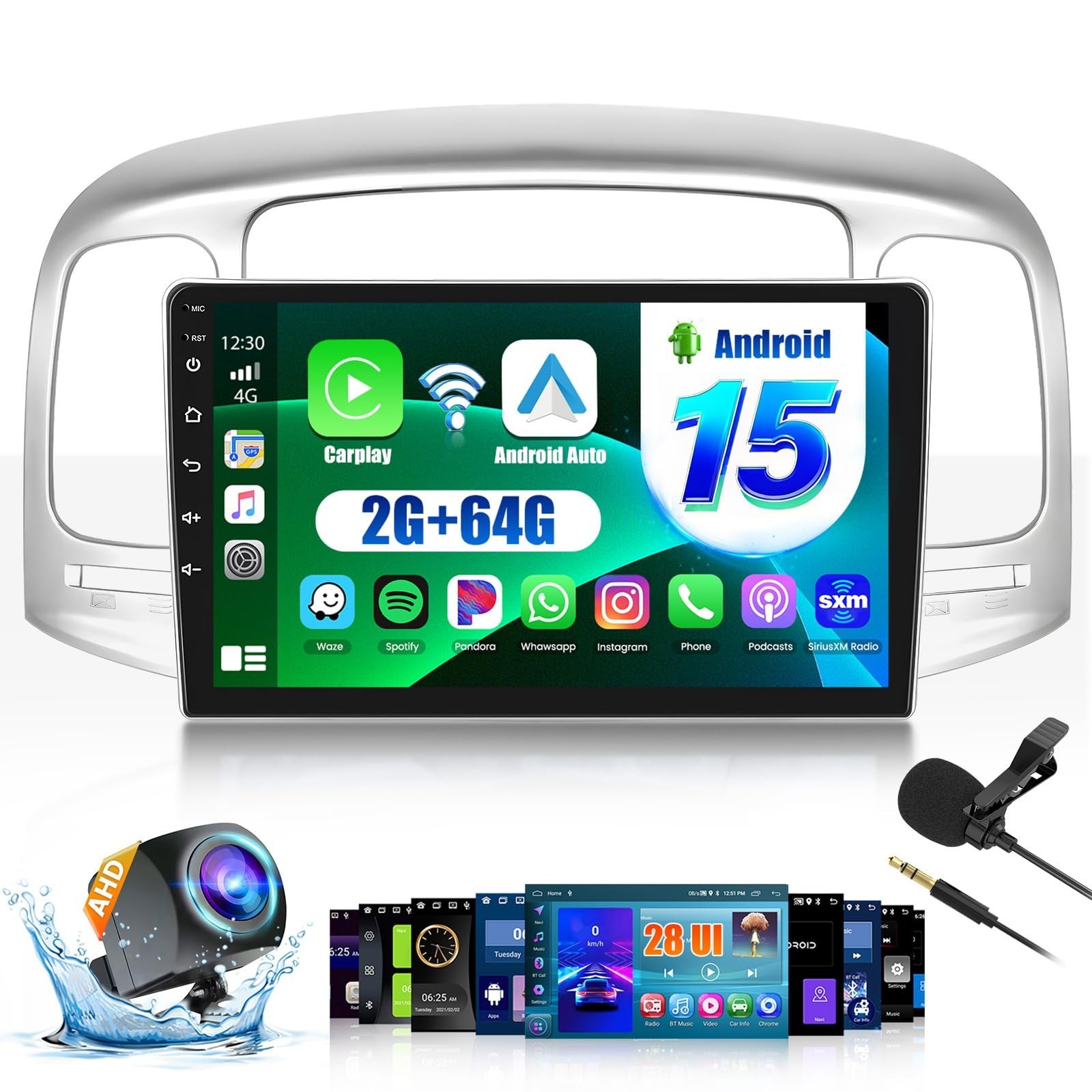 Inefala 2+64G Android 15 CarPlay Car Stereo Radio for Hyundai Accent 2006-201…