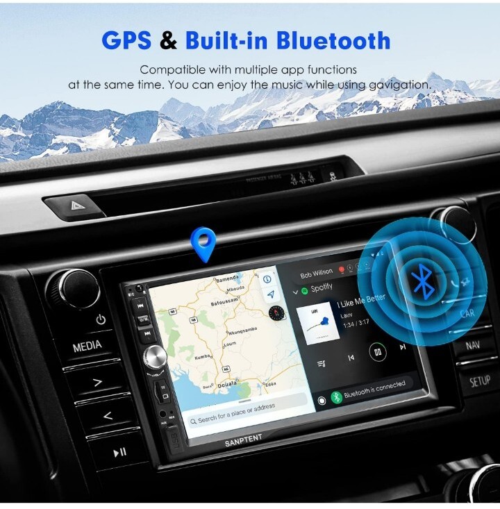 Snaptent 7660 7 Inch HD Touchscreen Car Stereo BT/AM/FM/MP5/Review Camera