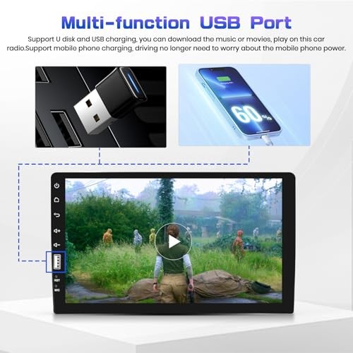 9 Inch Single Din Car Stereo with Mirror Link for Android/iOS, IPS Touch