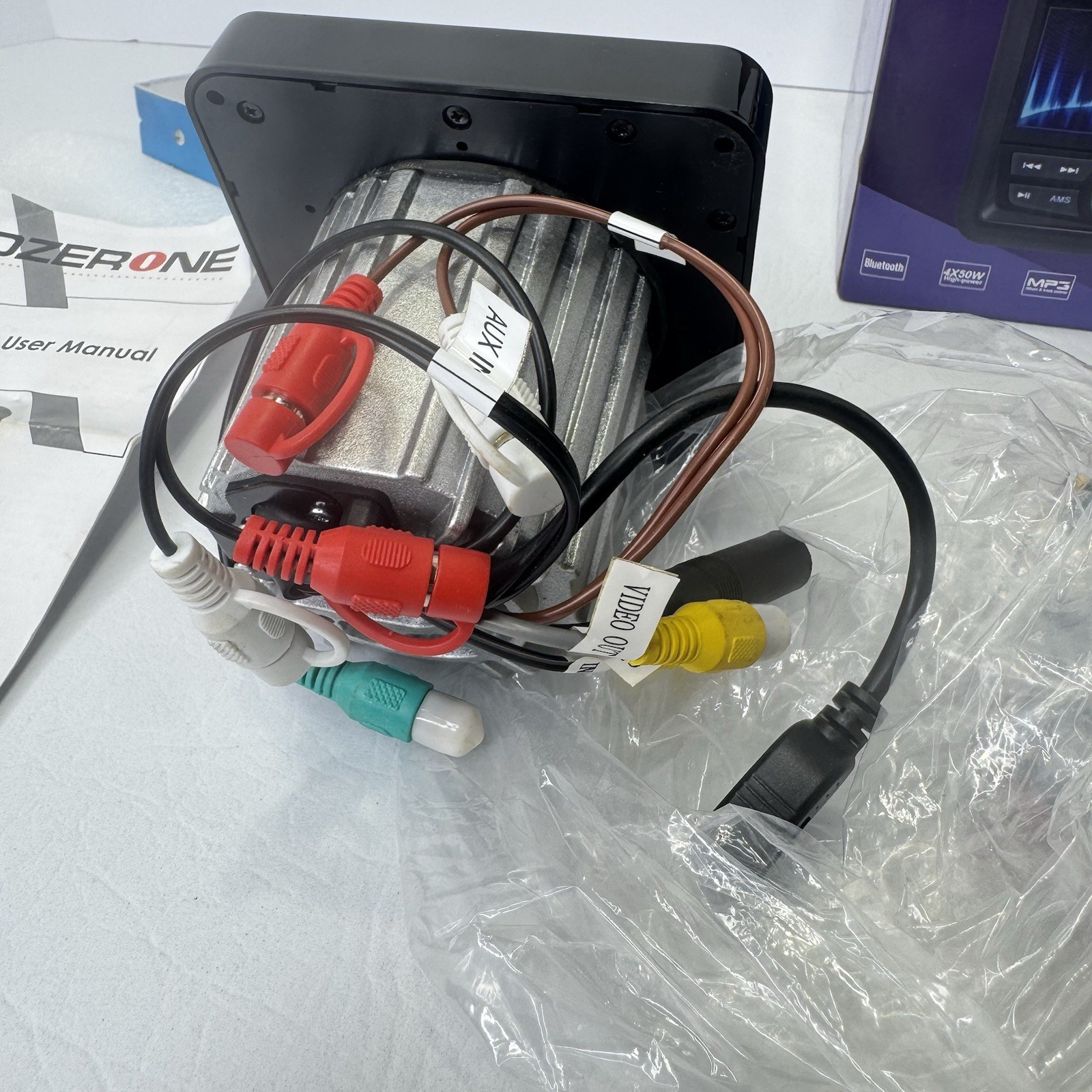 Audiozerone Marine Motorcycle Small Receiver Waterproof Bluetooth 4” Screen