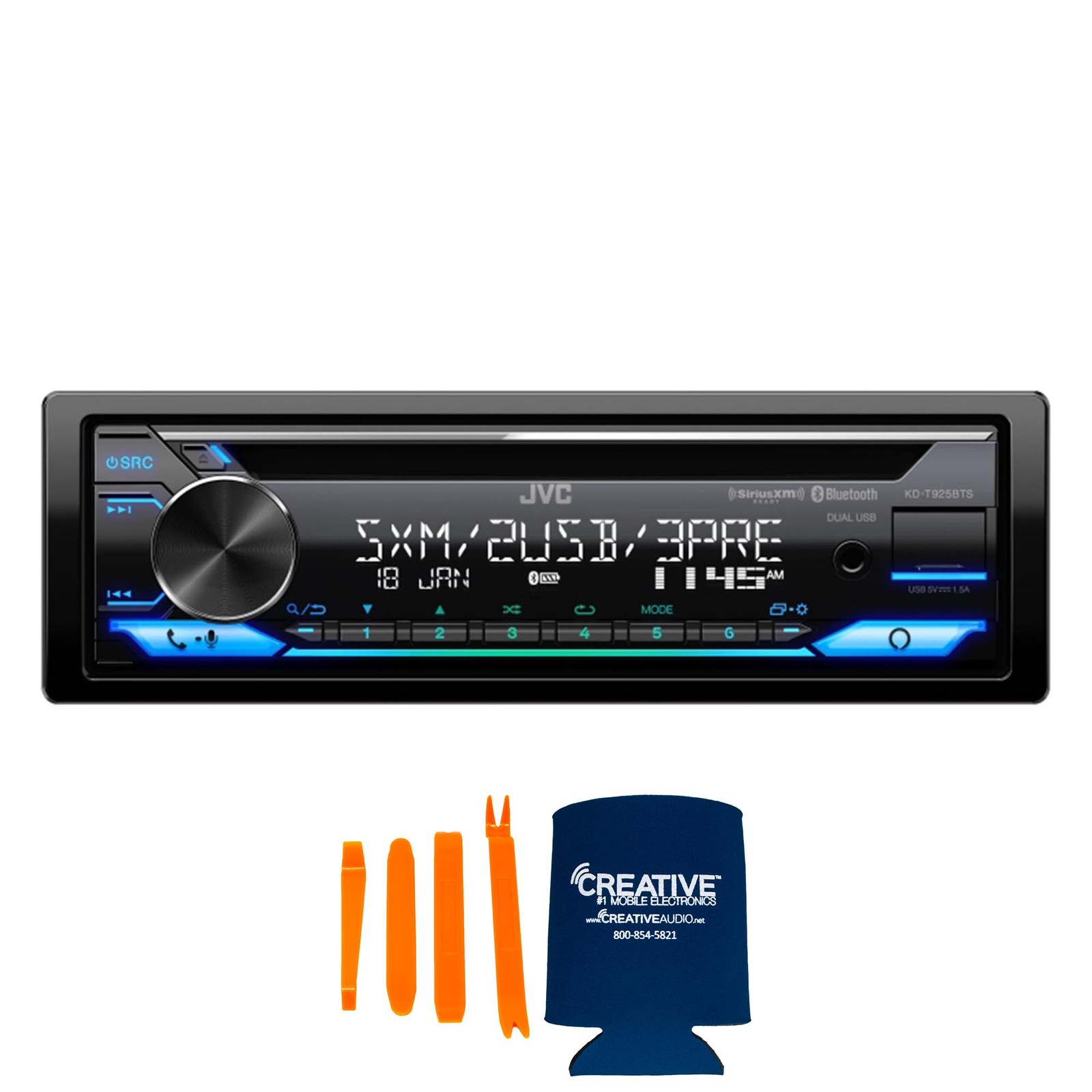 JVC KD-T925BTS CD Receiver w/ Bluetooth, Dual USB, Sirius XM, Alexa, EQ