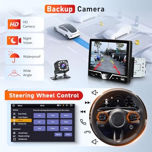 Single Din Car Stereo Carplay Android Auto, 7 Inch HD Touch Screen Car Radio