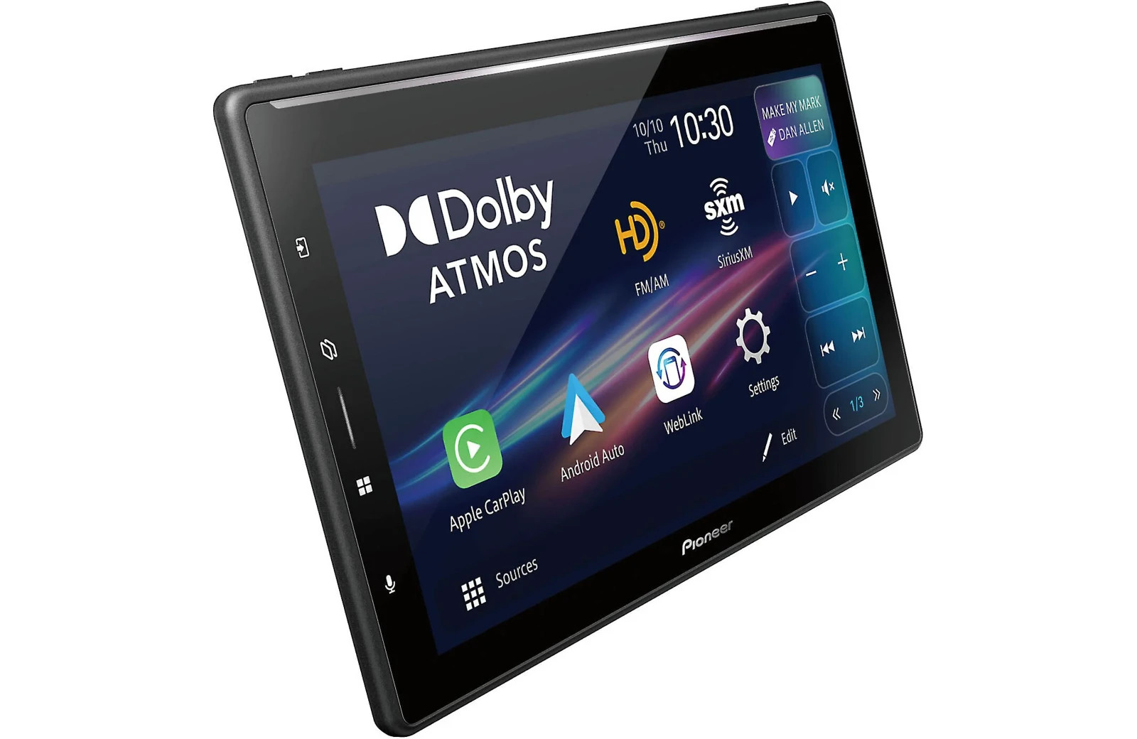 Pioneer 10.1 Inch Floating 1-DIN Receiver Dolby Atmos Wireless CarPlay
