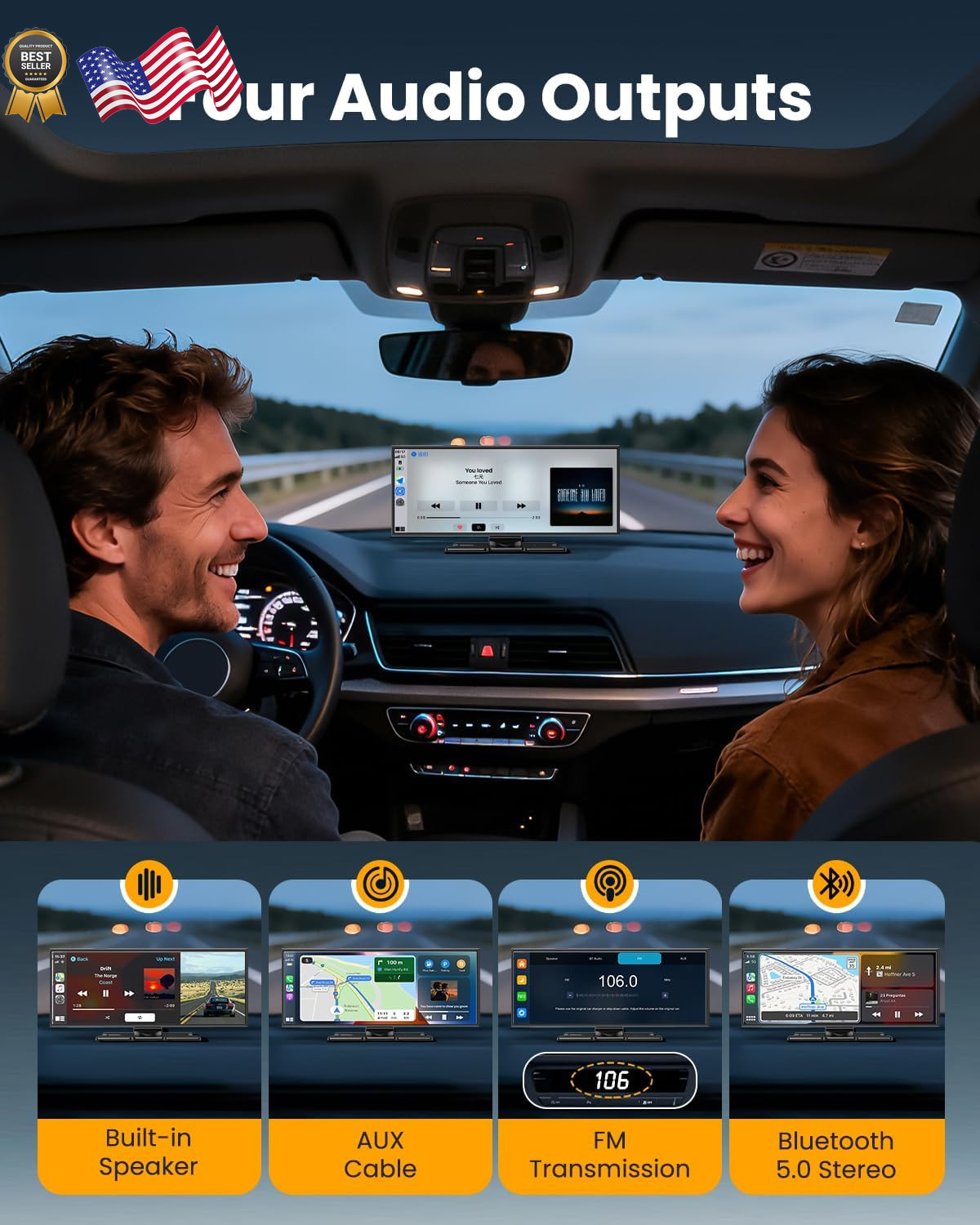 Largest 11.5″Wireless CarPlay Screen for Car,Portable A-pple Car Play & Andro