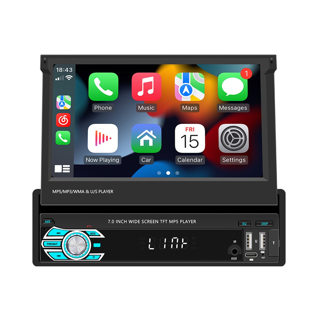 1x 7 inches Manual Carplay Touch Screen MP5 Player Radio Stereo Bluetooth FM Gw
