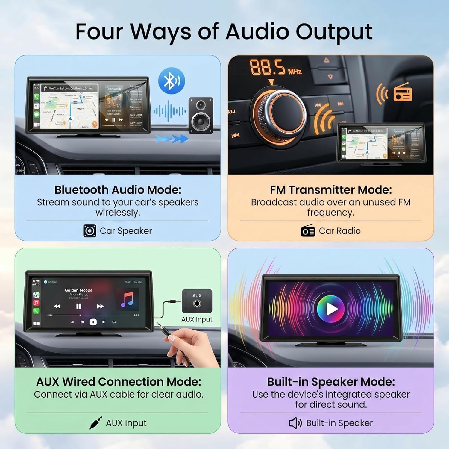 Wireless 8.1” CarPlay Screen with Voice Control & Backup Camera Features