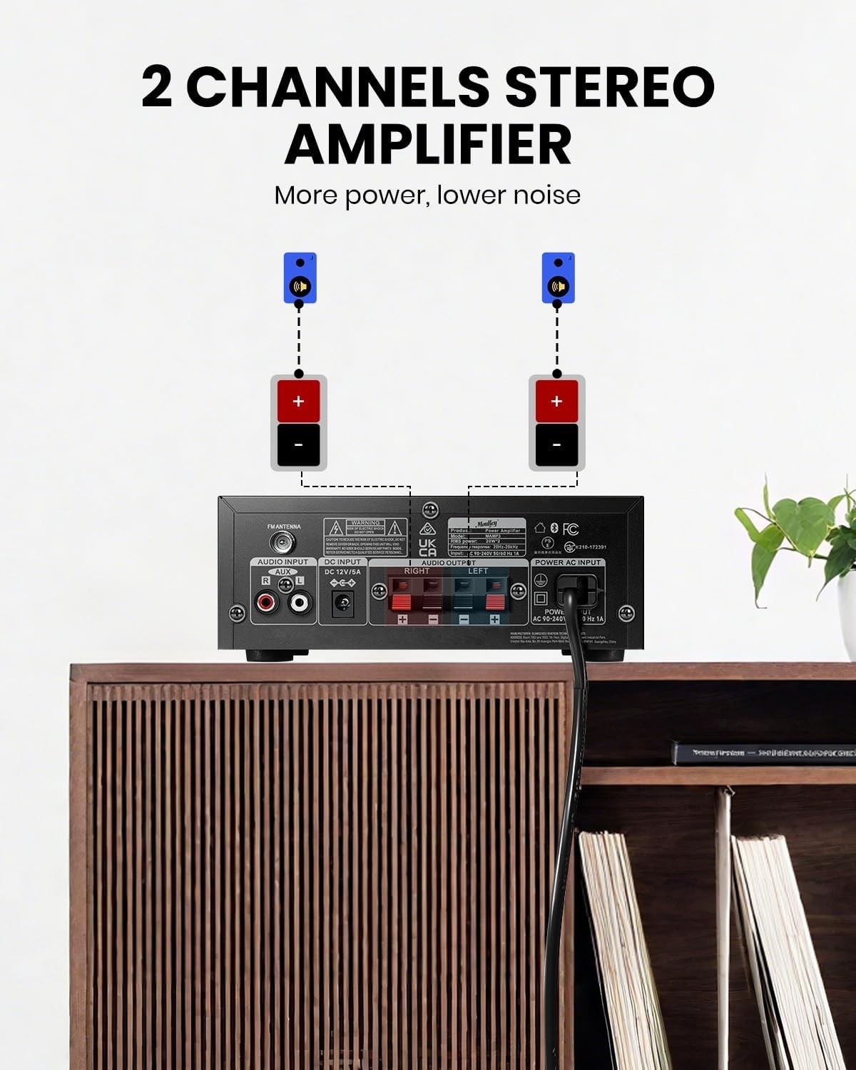 MAMP3 2.0 Channel 300W Bluetooth 5.3 Home Audio Stereo Amp USB FM RCA US