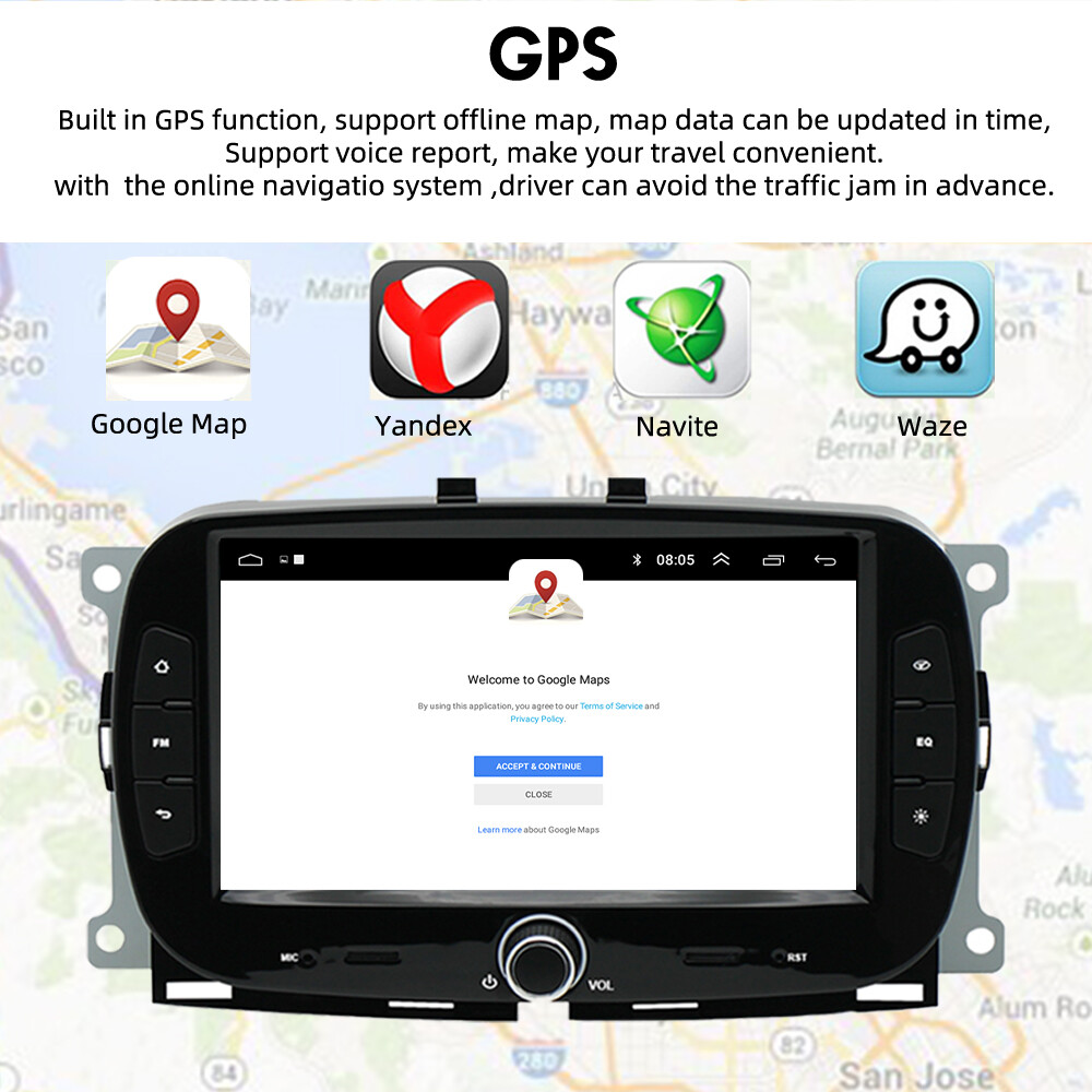 7″ Touchscreen Android11 32G Car Radio GPS WiFi Bluetooth Fit 2016-2019 fiat 500