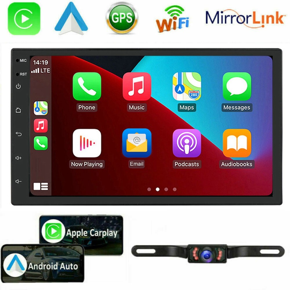 7″ Double 2Din Car Stereo CarPlay FM Radio WiFi GPS Navigation Head Unit +Camera