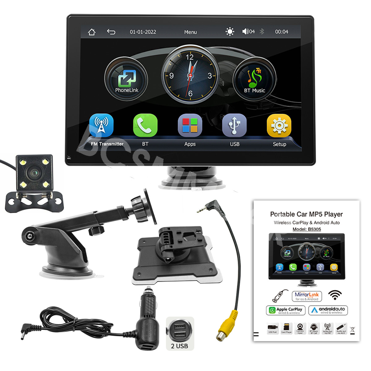 9in Radio Car Stereo Touchscreen MP5 Player For CarPlay Android Auto With Camera