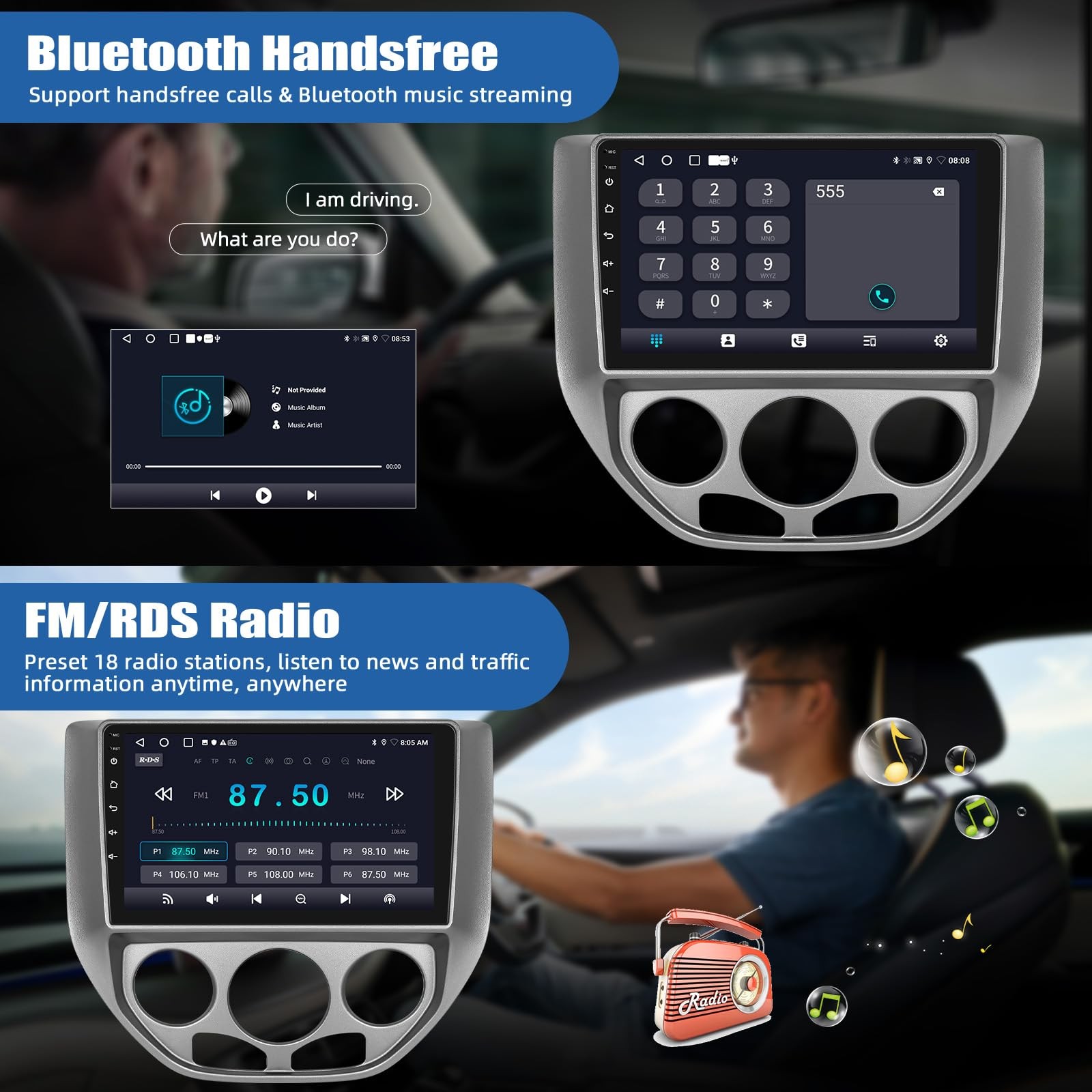 1280*800 Car Stereo Radio for Ford Focus 2005-2007 Carplay Screen Android Auto