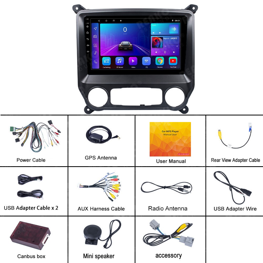 For Chevrolet Silverado GMC Sierra 2013-2019 Carplay Android 15 Car Stereo Radio