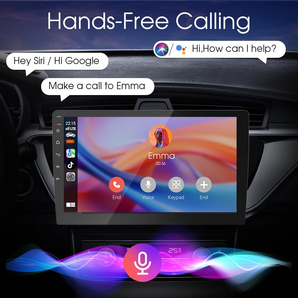 10.1 Inch Double din car Screen,with wireles CarPlay and Android Auto,HD Touc…