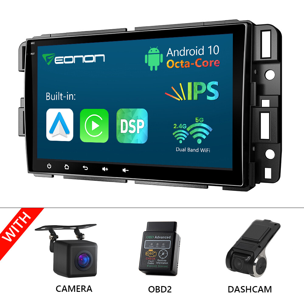CAM+DVR+OBD+Eonon Android 10 8Core 8″ Car Stereo Radio GPS Nav For GMC Chevrolet