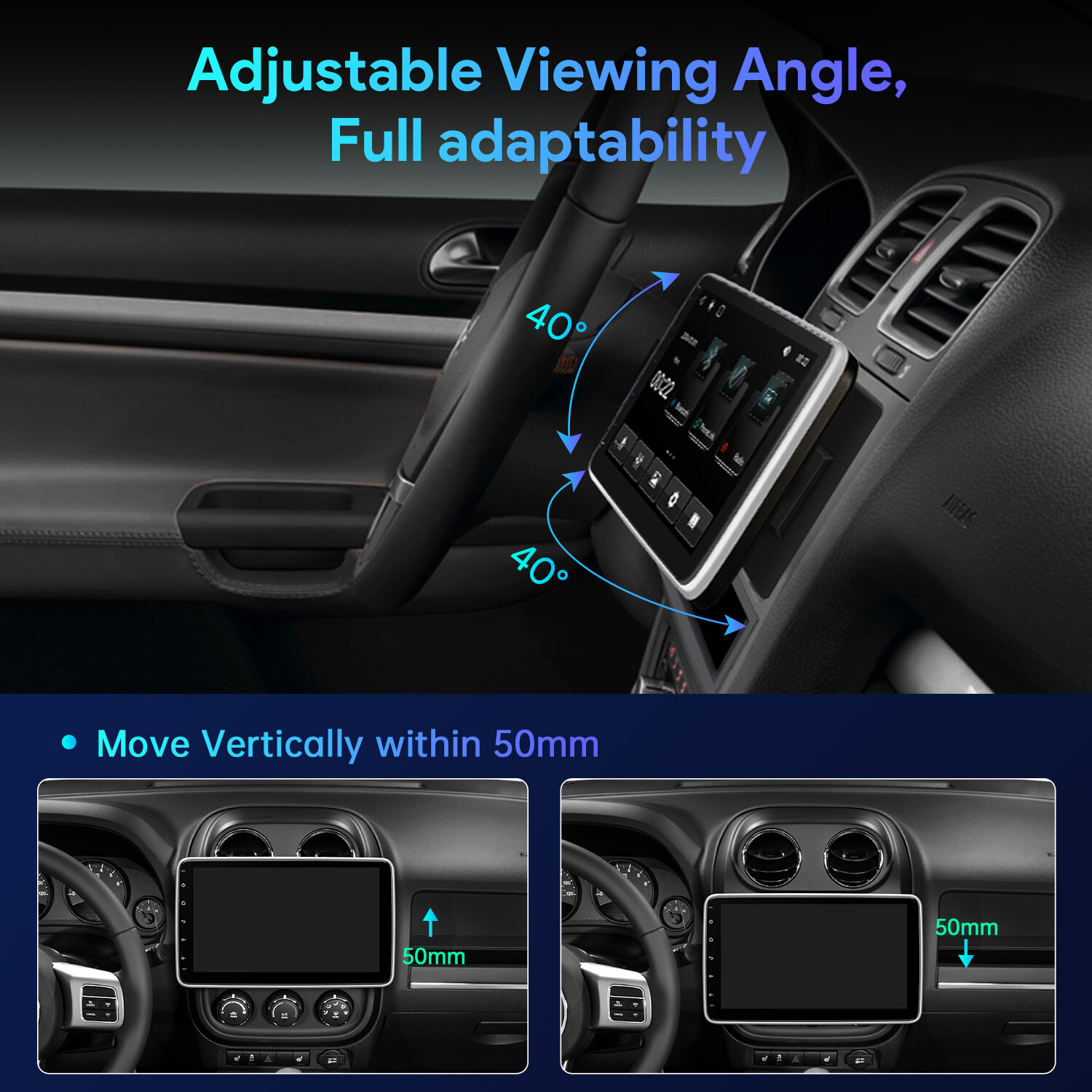 1 DIN 10.1″ Car Stereo AM/FM Radio GPS SatNav IPS QLED Screen Head Unit CarPlay