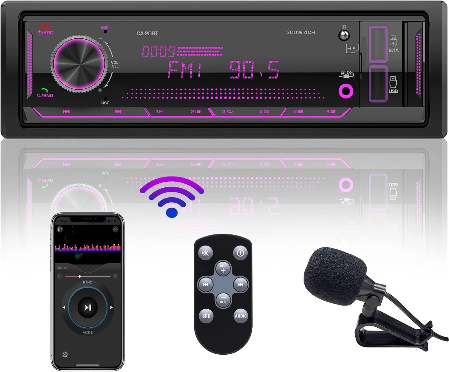 Stereo Receiver for Car, Boat, Truck with App Control and 5.1 Surround Sound