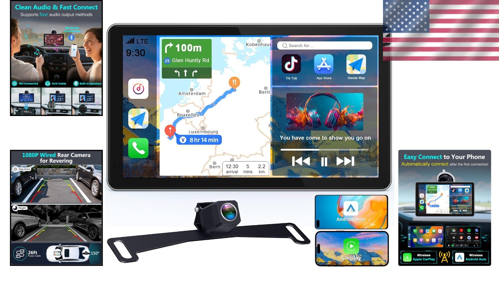 Seamless 7″ Wireless Car Display with Clear Backup Camera for Easy Parking