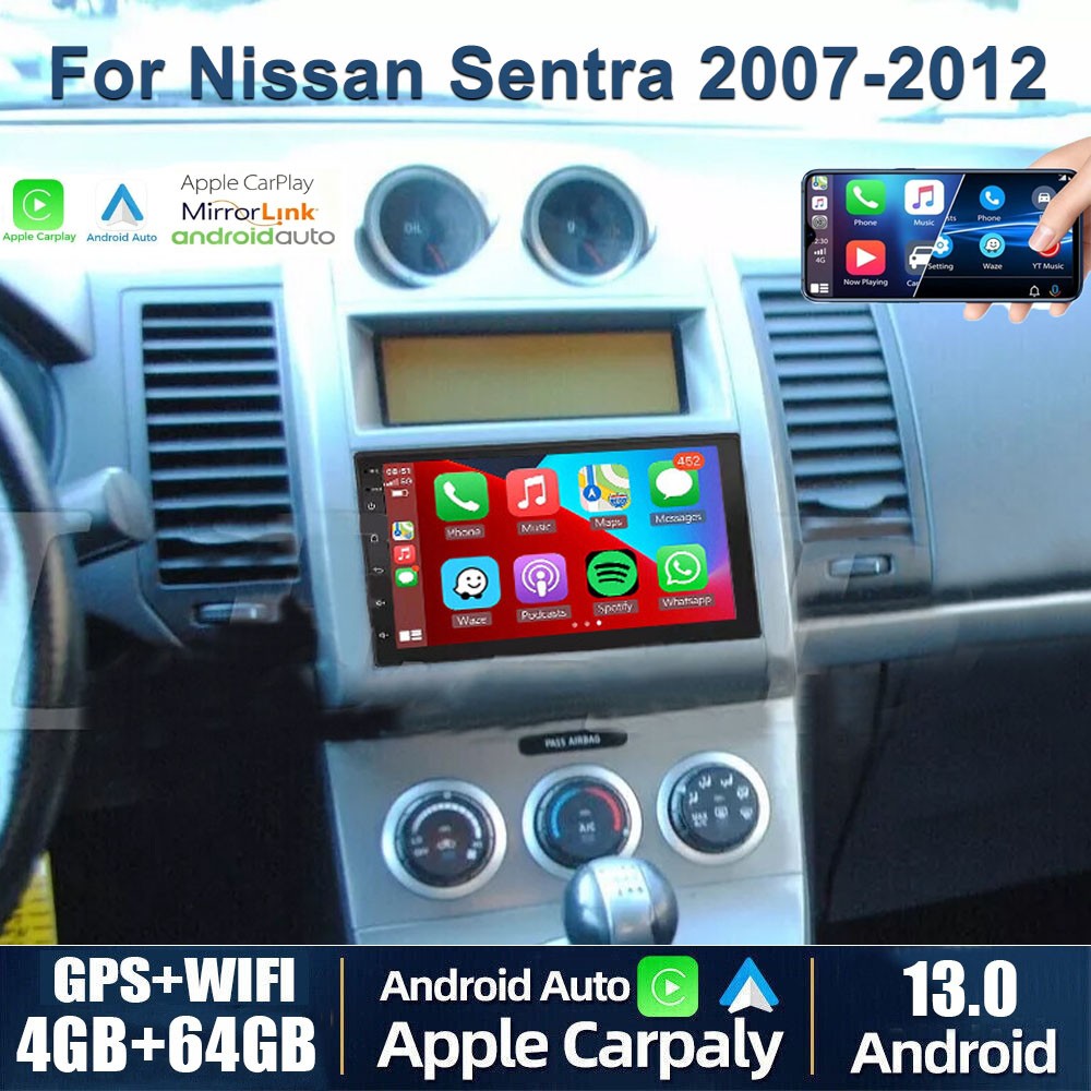 For 2007-2012 Nissan Sentra Android Carplay Radio Stereo GPS Navi Touchscreen