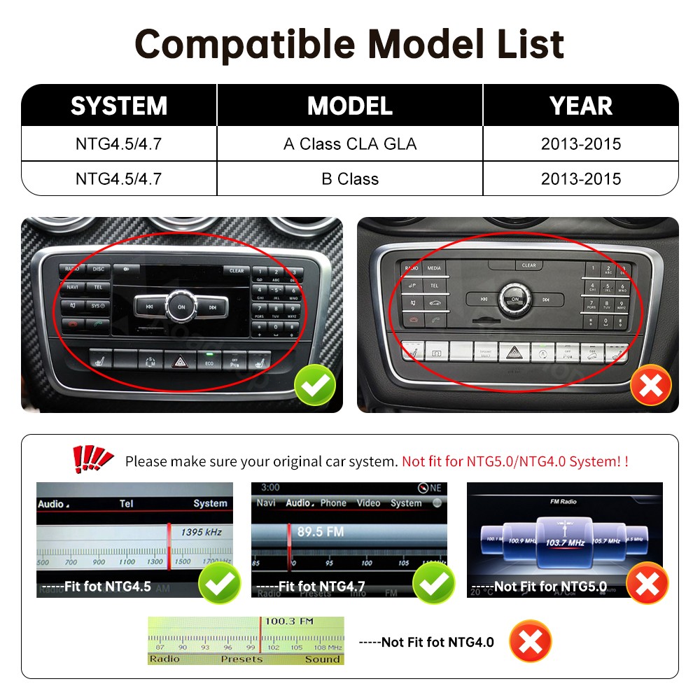 Wireless CarPlay Multimedia Touch Screen For Benz A GLA CLA B Class W246 4.5/4.7