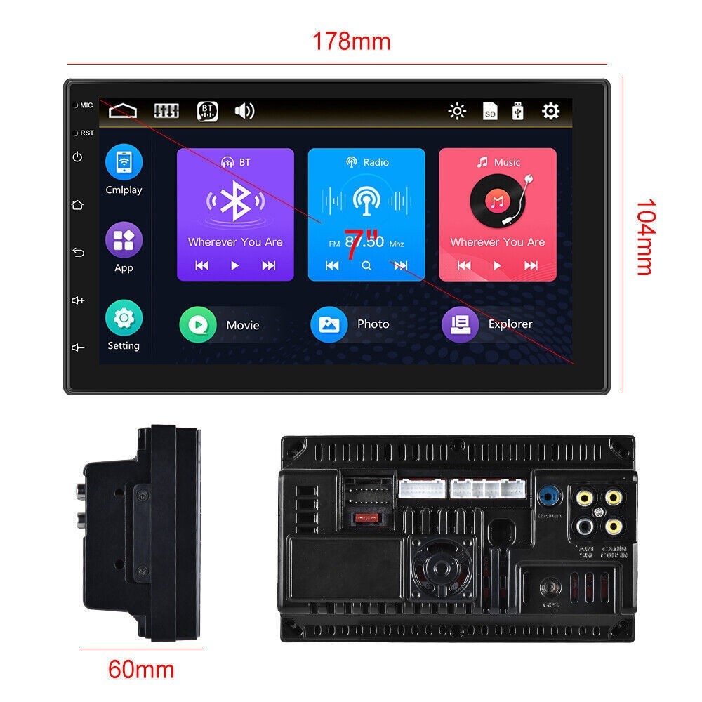 7inch 4+64GB Android 15 Apple Carplay Car Stereo Radio GPS WIFI 2 Din Navigation