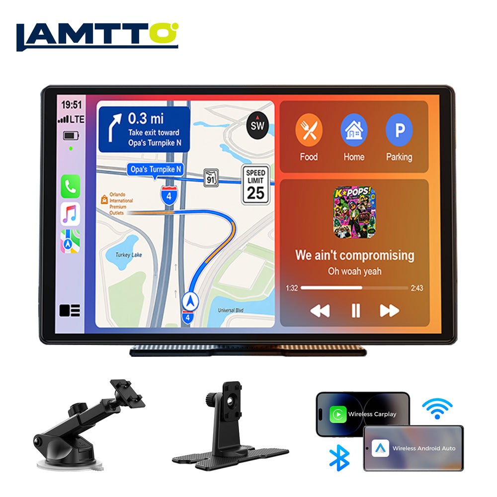 Portable 11″ Wireless Carplay Screen Car Stereo Radio GPS Touch Screen For Car