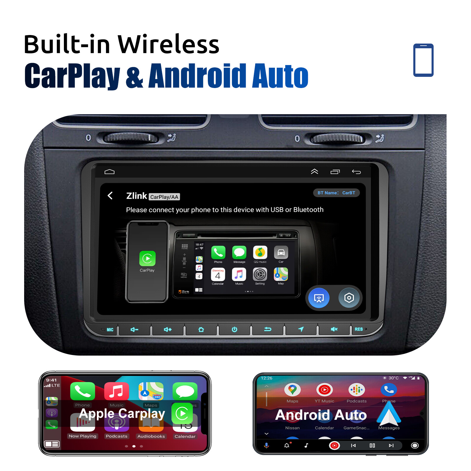 For VW Volkswagen Jetta Passat 9″ Android13 Car Stereo Radio Carplay BT GPS NAVI