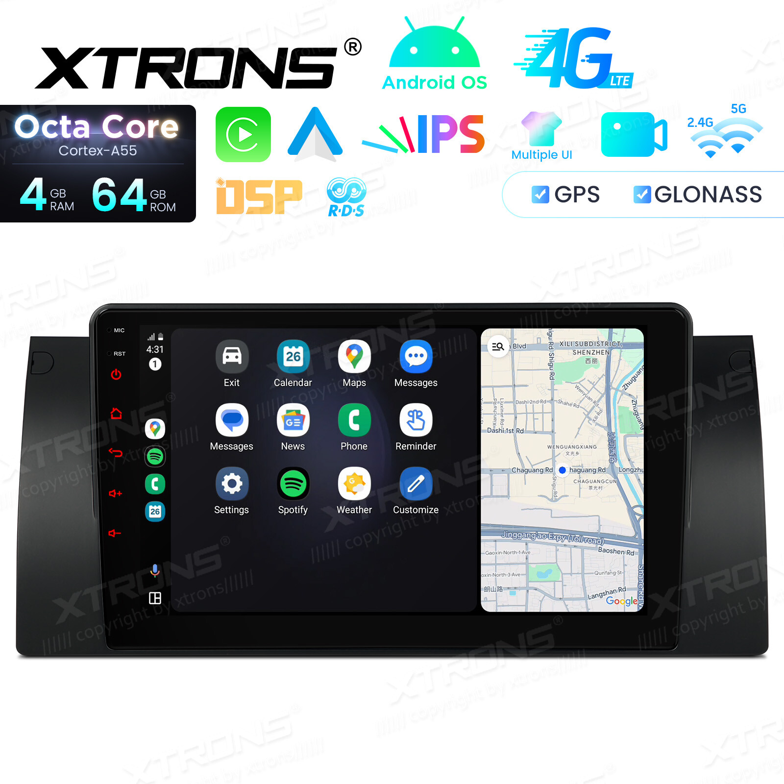 9″ IPS Screen Android 14 8-Core 4+64GB Car Radio Stereo GPS Navi for BMW X5 E53