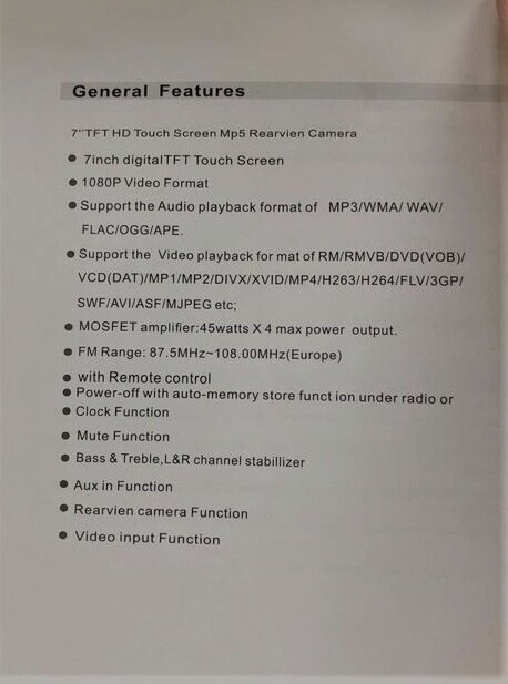 MP5 Player 7023B 7″ Touch Screen