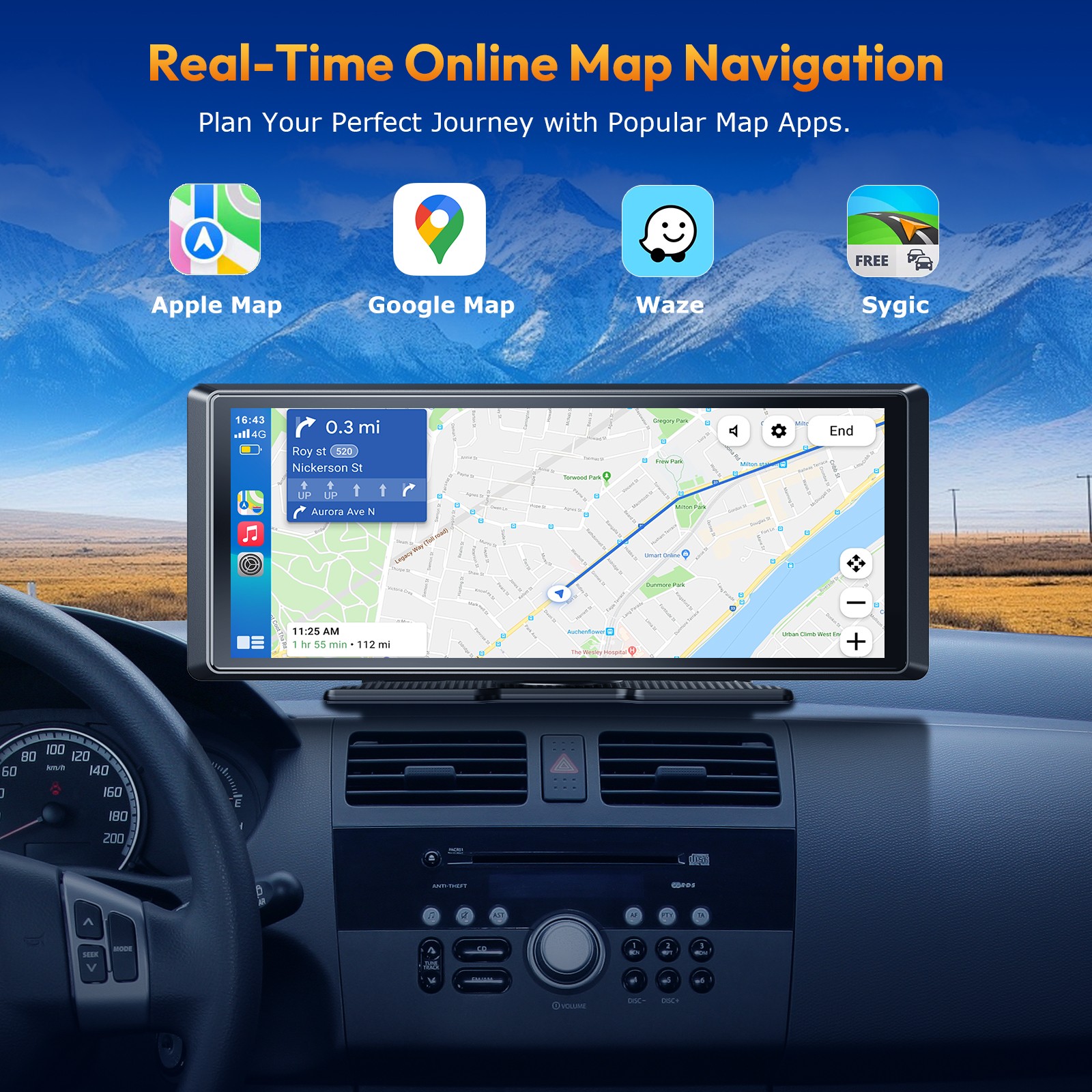 8.1 Inch Dash Cam 2K Touch Screen Car Stereo Portable Apple Carplay Android Auto