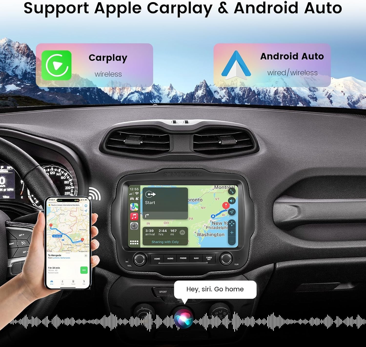 Dasaita 9” Stereo For Jeep Renegade 2015-22 Apple Carplay Android 13 Car Radio