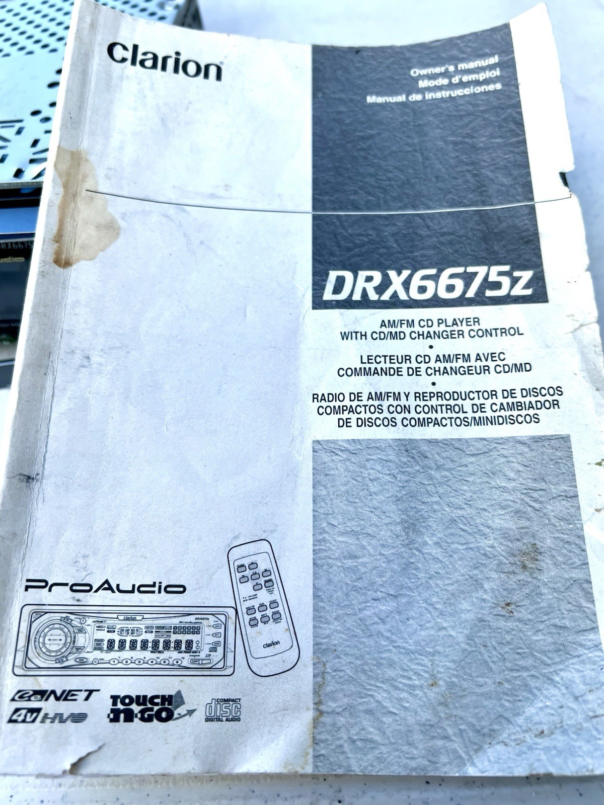Clarion DRX6675Z Pro Audio Car Stereo FM/AM Radio CD Manual, Remote, Face Trim