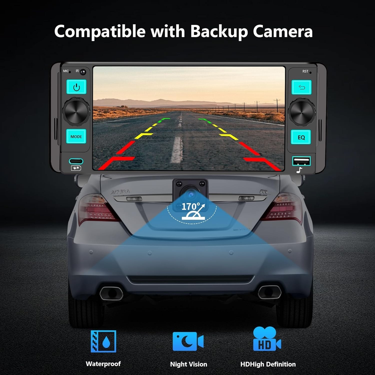 Estereo De Pantalla con Bluetooth Para Coche Carro Auto Backup Camera USB/AUX/FM